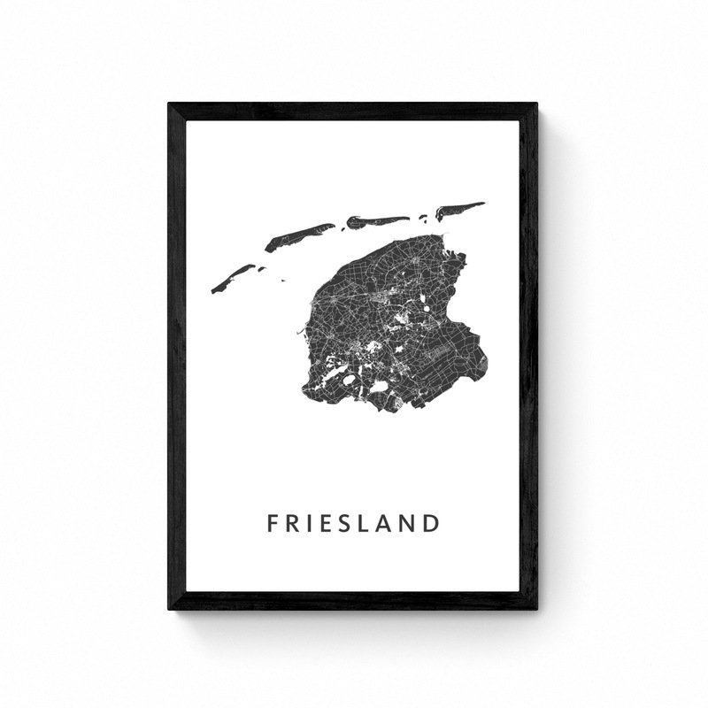 Kaartjes - Poster a4 Friesland incl lijst